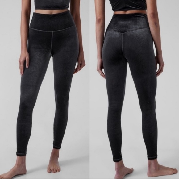 Athleta Elation Ultra High Rise Velvet Tight in Black - Picture 1 of 7